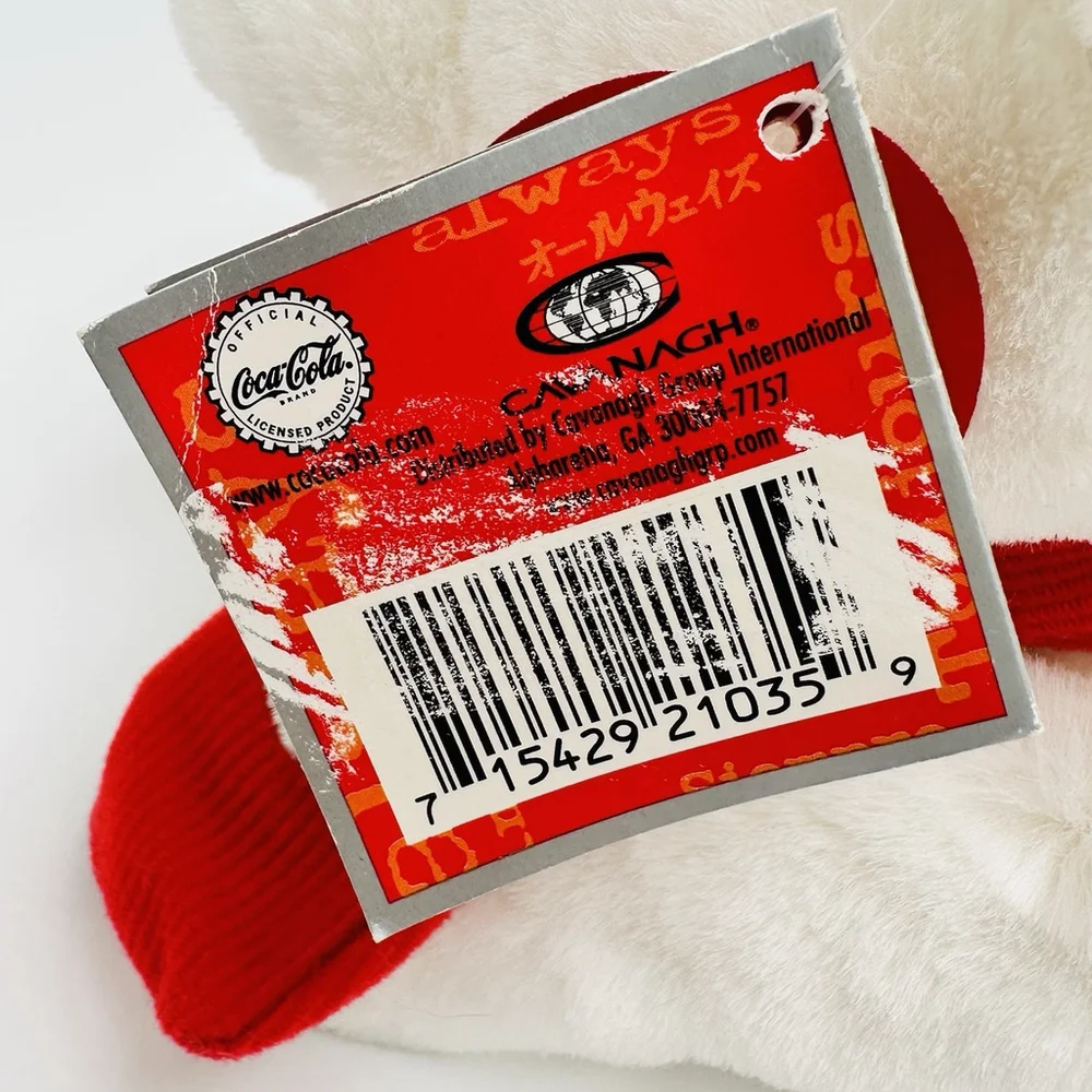Coca Cola Polar Bear 11” w/ Tags Plush Stuffed Gray Paws Red Scarf Christmas Y2K